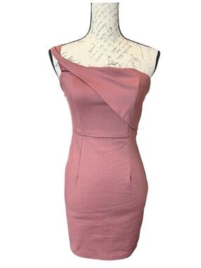 Luvalot One-Shoulder Dusty Rose Bodycon Dress Size 4 NWT